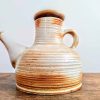 Vintage French vintage glazed brown earth pottery clay coffee pot tea pot statement design designer piece circa 1970's