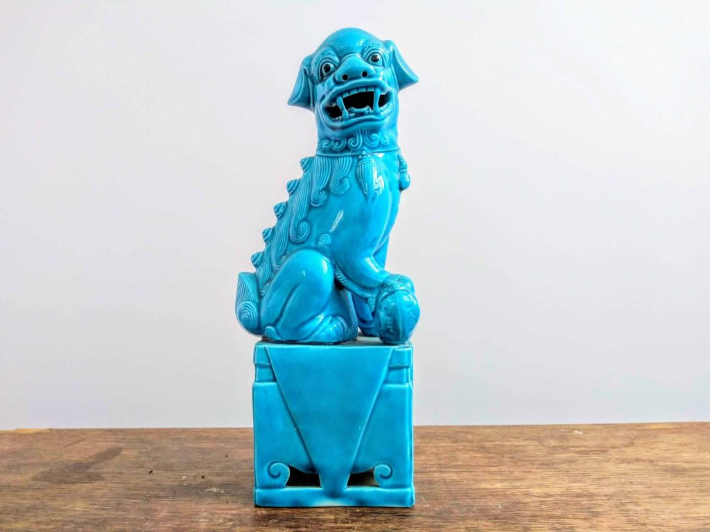 Vintage Chinese Turquoise Blue Ceramic Foo Dog Asian decorative ornament circa 1960-70’s