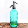 Antique French Blue Glass Maurice Bidel Damecour Coutance Eaux Gazeuses Soda Water Bottle circa 1910's
