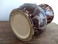 Alternative view of Vintage French Ceramic Brown Green Red Flower Display Vase Twin Handled Mid-Century Modern circa 1950-60's