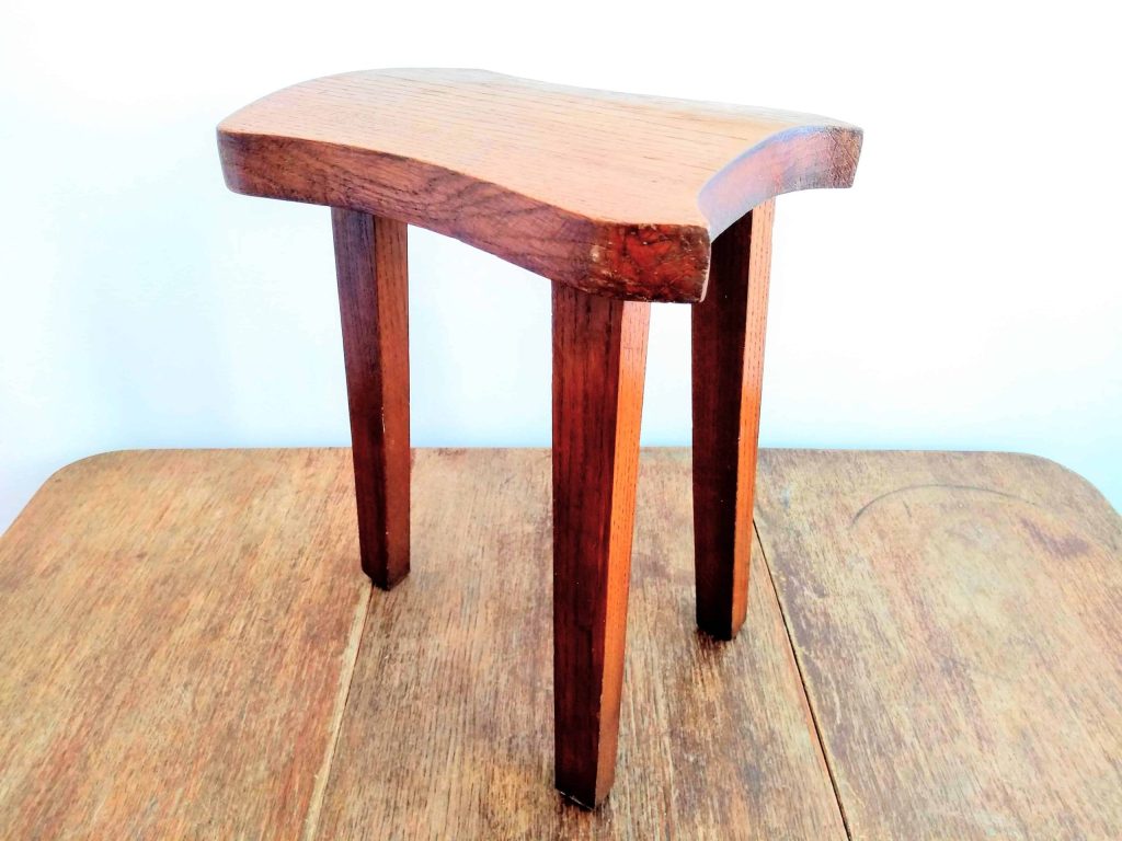Vintage French Wooden Milking Stool Foot Rest Small Chair Seat Kitchen Table Farm Cow Goat Rustic Rural circa 1950-60’s