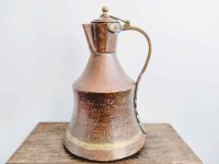 Antique French Large Copper Brass Kettle Pot Stove Bath Hot Water Traditional Fireplace circa 1850-1900's