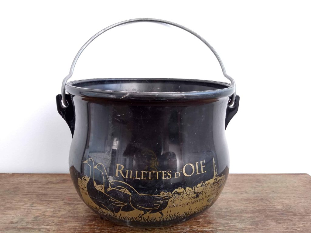 Vintage French Hanging Rillettes D’Oie Duck Fat Pot Pan Pate Cooking Kitchen Hanging Display circa 1980-90’s