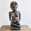 Antique African Lady Woman Mother Statue Figurine Female Primitive Carving Sculpture Wooden Primitive Tribal Art c1910's