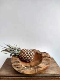 Vintage French Wooden Fruit Bowl Dish Plate Serving Basket Shaped Rustic Rural Rough Table Centre Piece circa 1970-80’s 4