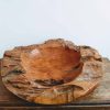 Vintage French Wooden Fruit Bowl Dish Plate Serving Basket Shaped Rustic Rural Rough Table Centre Piece circa 1970-80's