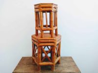 Vintage Asian Bamboo Plant Display Flower Temple Offering Stand Table circa 1970's