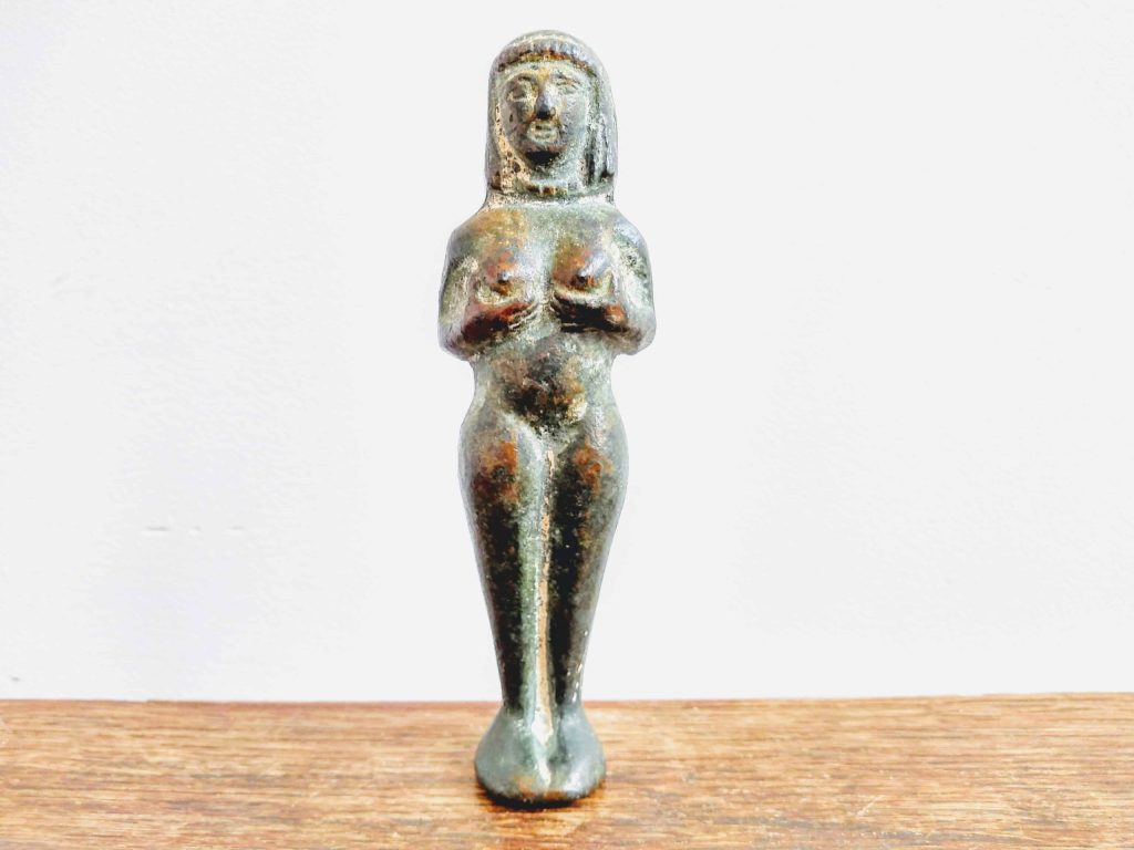 Vintage Egyptian metal black figurine naked lady woman fertility ornament decor souvenir circa 1970-80’s 2