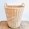Vintage French large traditional garden handmade farmer apple harvest laundry wicker basket storage circa 1980-90's