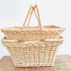 Vintage French shopping farmer apple fruit picking harvesting wicker wood basket pair circa 1970-80s