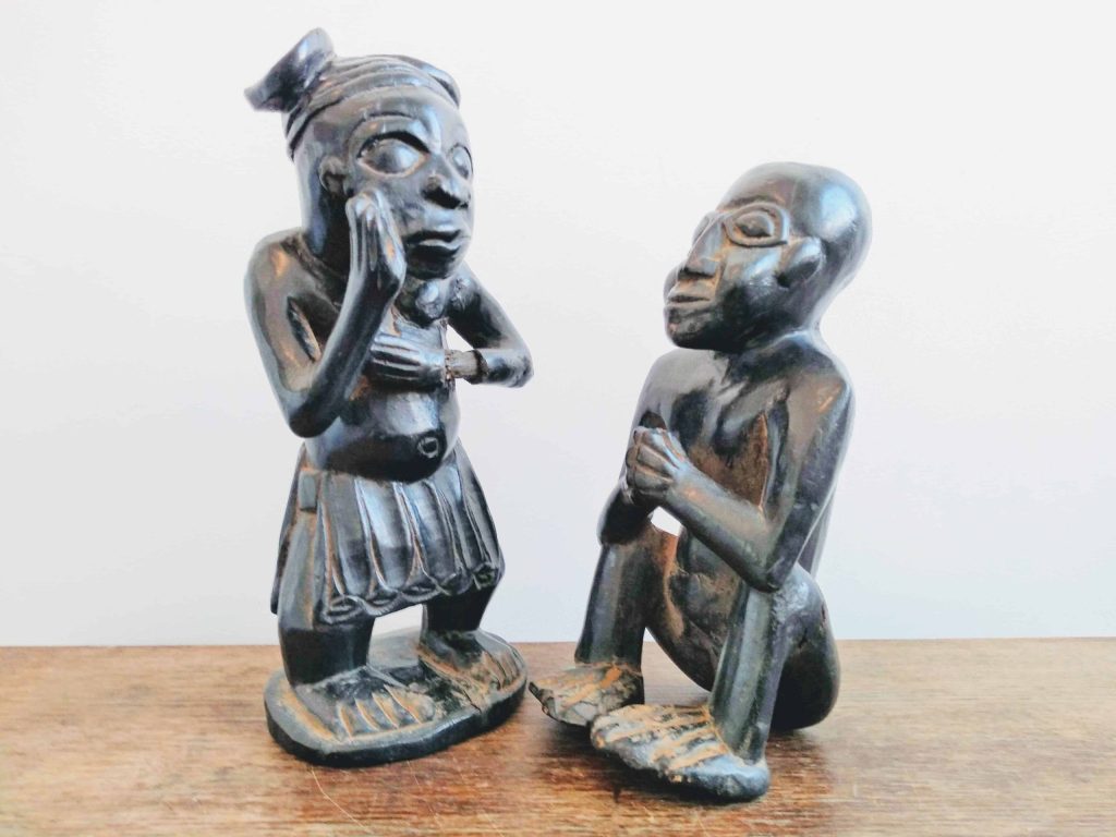 Vintage African Figurine Statue Primitive Art Carving Wooden Wood Ornament Decorative Display African circa 1950-60’s