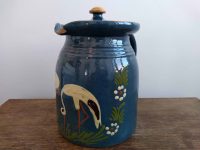 Alternative view of Vintage German Blue Stork Pottery Stoneware Jug Pitcher Decanter Milk circa 1940-50's