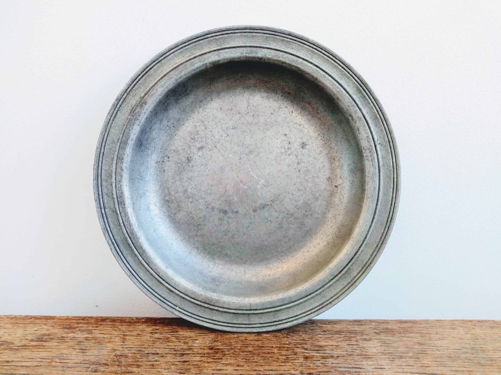 Antique French Dumanoir Paris heavy pewter small dish plate serving display trinket dish circa 1950-60’s