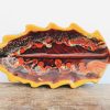 Vintage French Ceramic Brown Orange Leaf Styled Red Large Fruit Bowl Dish Platter Plate Display Mid-Century Modern c1960-70's
