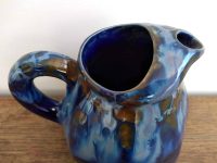Alternative view of Vintage French Blue Ceramic Glazed Carafe Caraffe Milk Jug Handled Bottle Mid-Century Modern circa 1960-70's