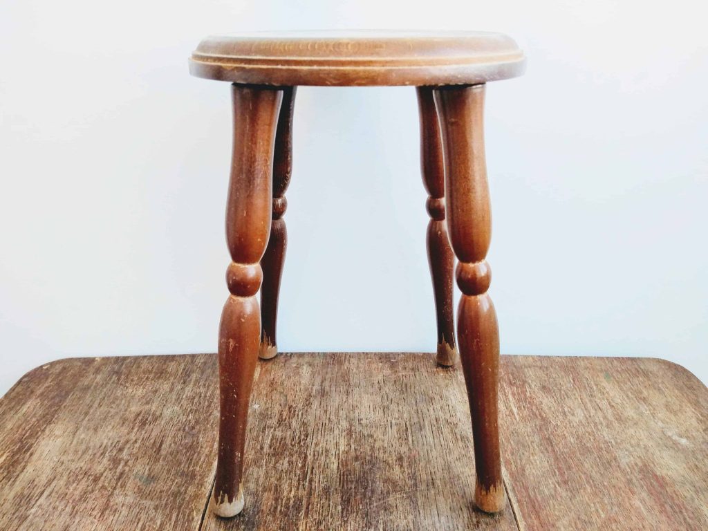 Vintage French Wooden Wood Milking Stool Chair Seat Kitchen Table Farm Cow Goat circa 1950-60’s