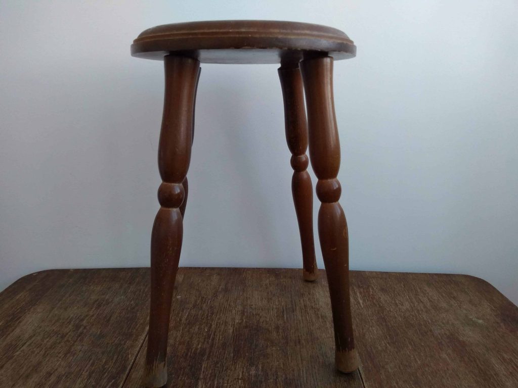 Vintage French Wooden Wood Milking Stool Chair Seat Kitchen Table Farm ...
