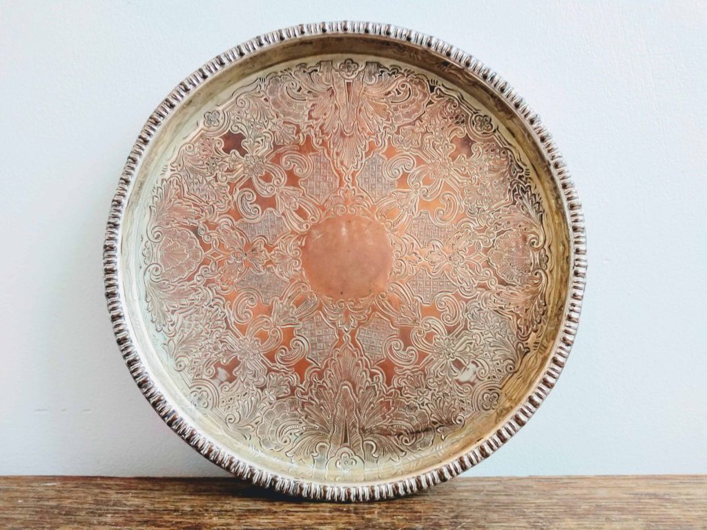 Vintage Silver Plated Copper ‘The Davey Plate’ Trophy Award Circular Small Dish Tray Charger circa 1980’s