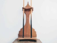 Vintage French Wooden Snooker Pool Bar Billiards Double Cue Rest Stand Display Man Cave Sports Games Room circa 1940-50's