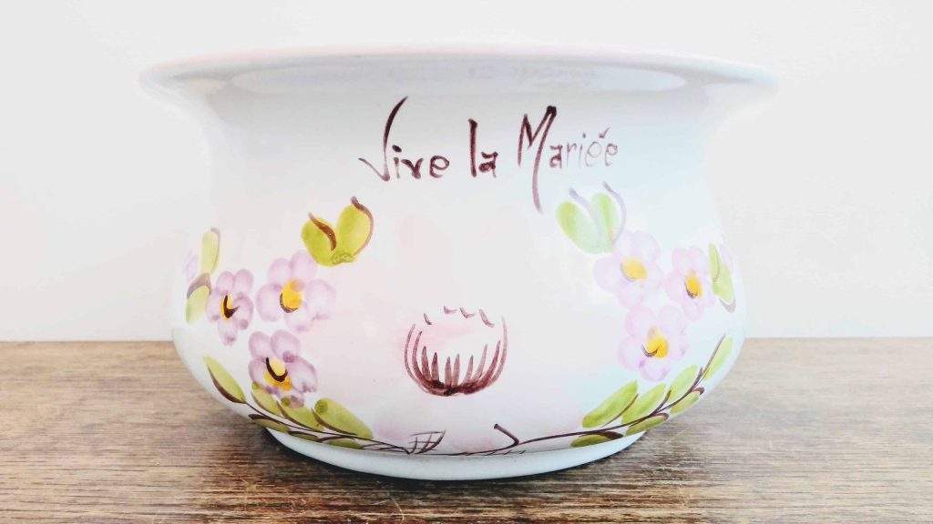 Vintage French wife bride eye large ceramic chamber pot traditional unique wedding marriage gift 1950-70's