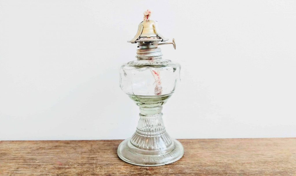 Vintage Chinese Glass Metal alcohol oil paraffin Lamp circa 1990’s