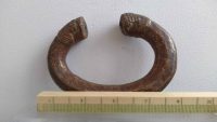 Alternative view of Antique African Niger Baoule Dogon Solid Bronze Manilla Currency Bracelet Bangle Small Jewellery Jewelry c1900's
