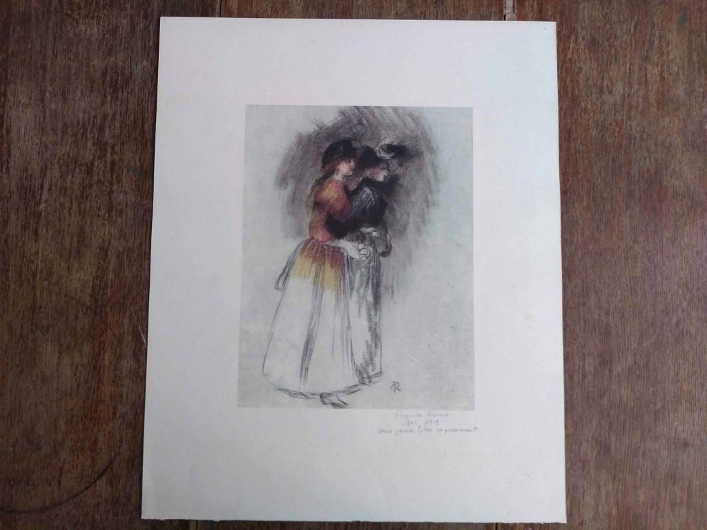 Vintage French Grand Master Print Grange Bateliere Paris De Grands Maitres Renoir Deux Jeunes Filles Se Promenant c1970’s