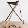 Vintage French Hunting Shooting Fishing Camping Hiking Portable Folding Stool Seat With Shoulder Strap circa 1970-80's