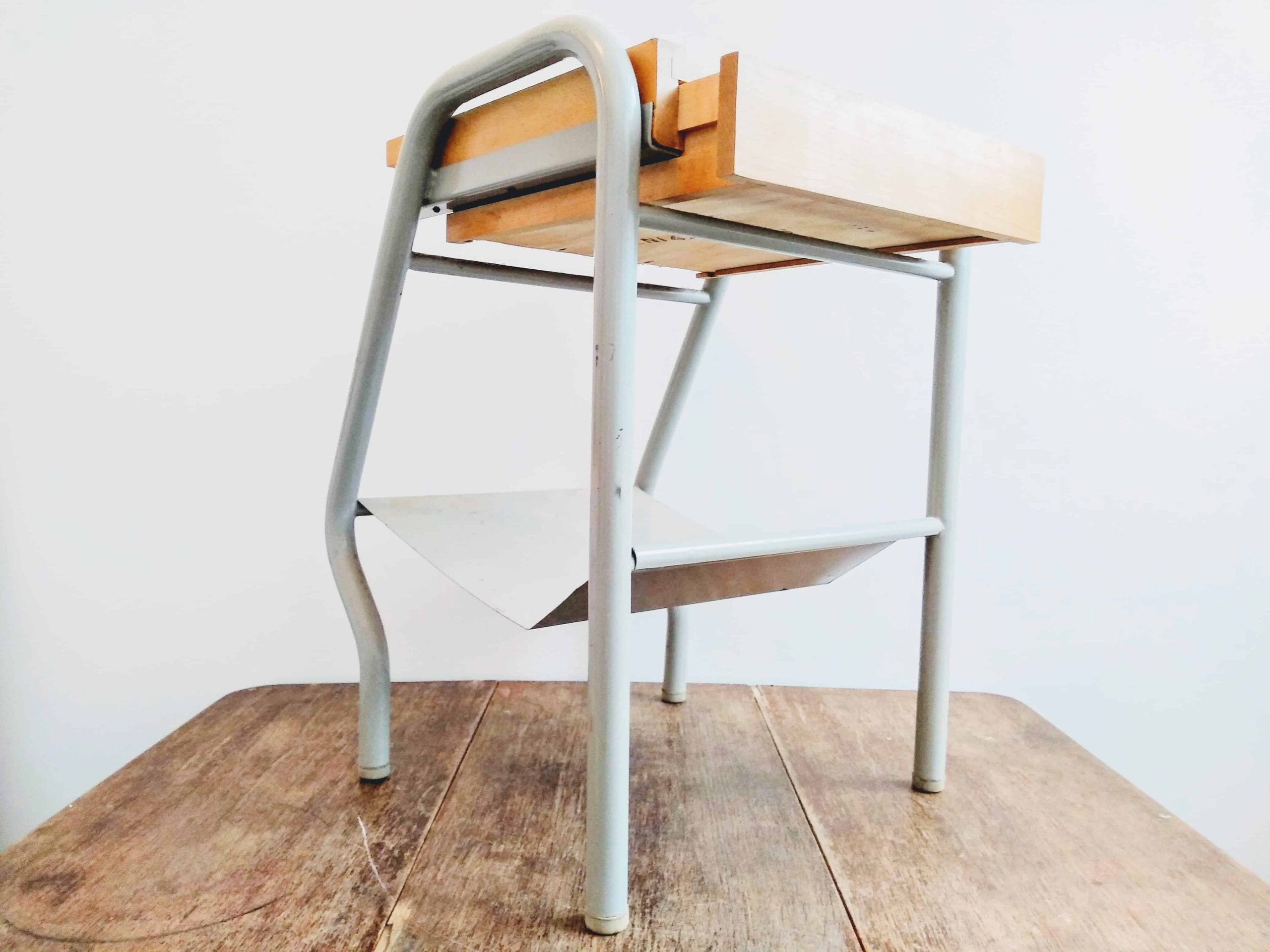 Vintage French wooden metal nightstand sideboard bedside cabinet rest cupboard services army prison issue circa 1980’s 2 Vintage French wooden metal nightstand sideboard bedside cabinet rest cupboard services army prison issue circa 1980's - Image 2