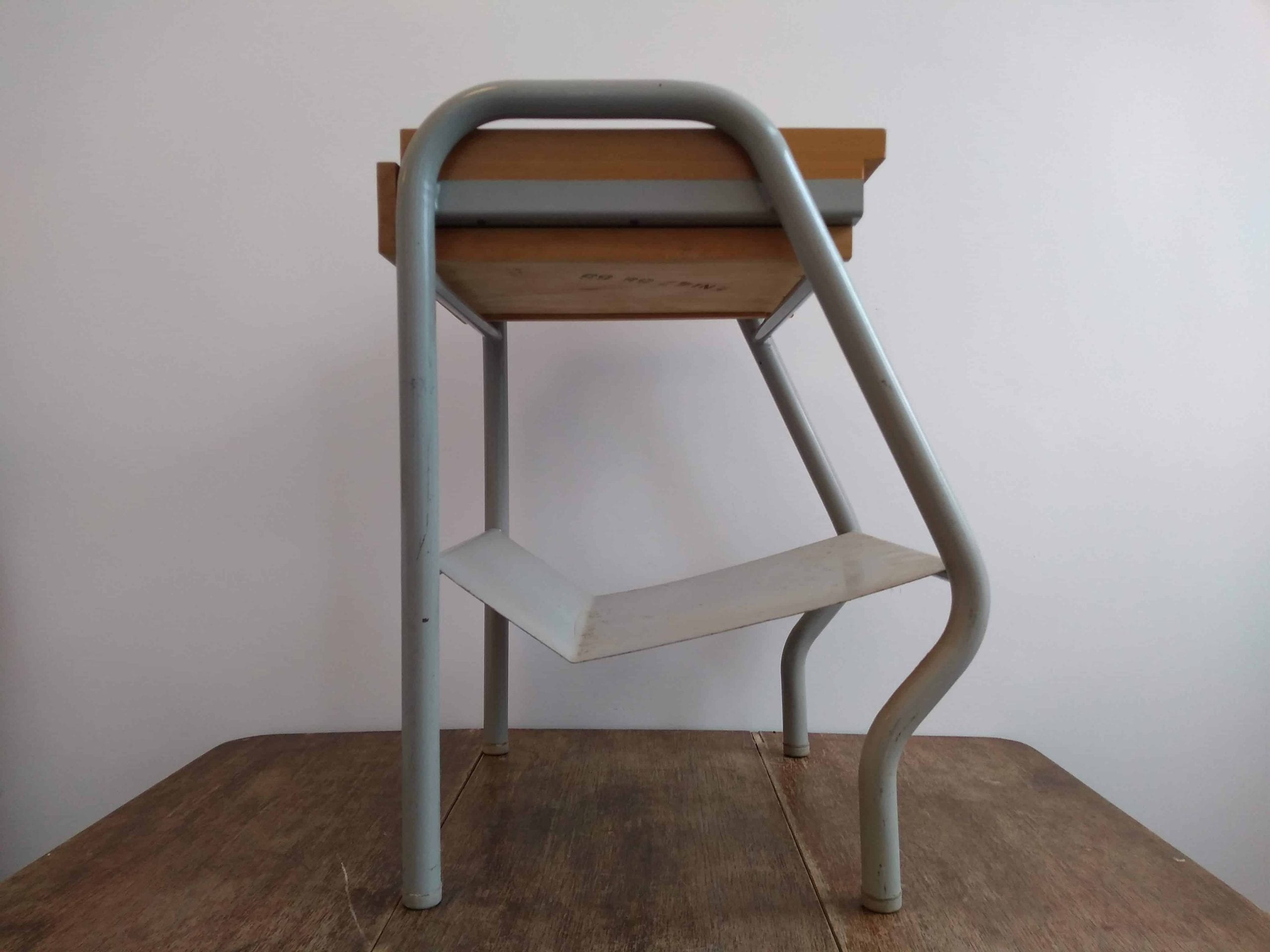 Vintage French wooden metal nightstand sideboard bedside cabinet rest cupboard services army prison issue circa 1980’s 3 Vintage French wooden metal nightstand sideboard bedside cabinet rest cupboard services army prison issue circa 1980's - Image 3