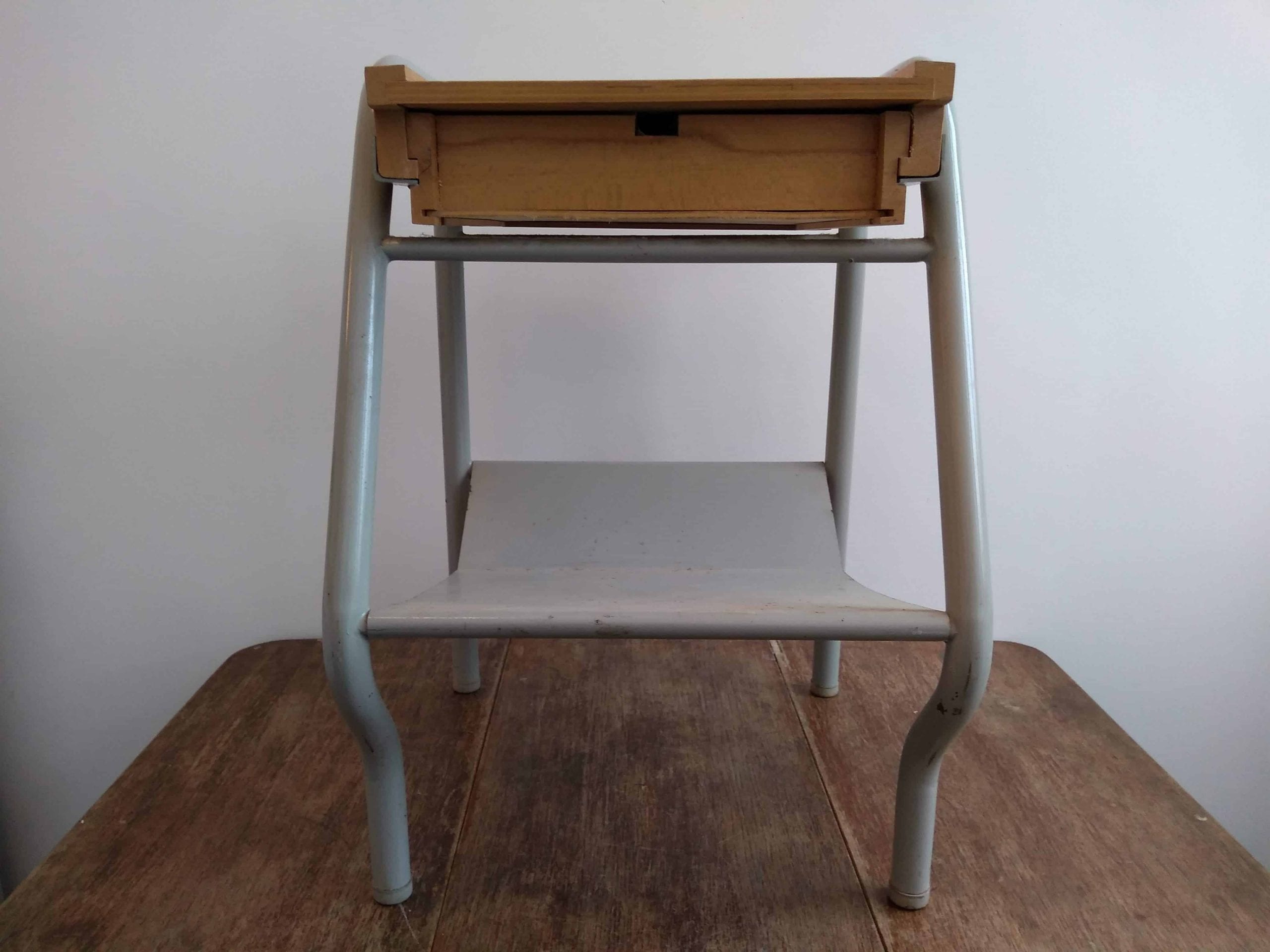 Vintage French wooden metal nightstand sideboard bedside cabinet rest cupboard services army prison issue circa 1980’s 7 Vintage French wooden metal nightstand sideboard bedside cabinet rest cupboard services army prison issue circa 1980's - Image 7