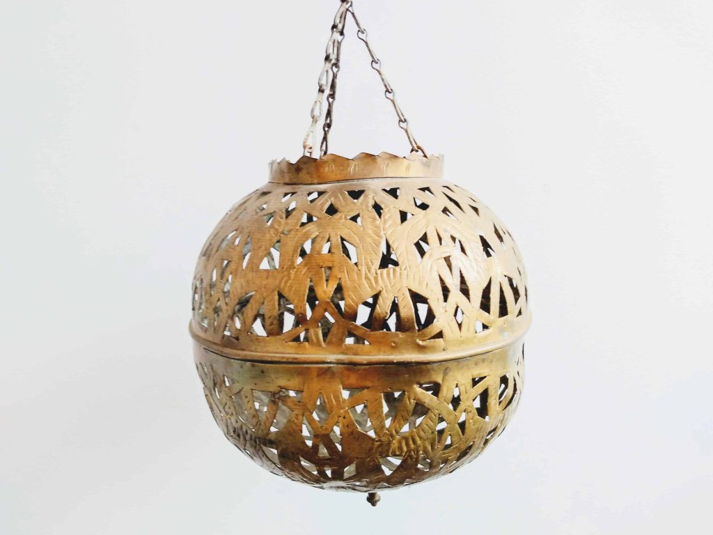 Vintage French Moroccan Brass Metal Ceiling Desktop Hanging Lamp Shade Lampshade circa 1960-70’s