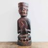 Vintage Asian Figurine Statue Primitive Art Carving Wooden Wood Ornament Decorative Display Bhudda Sickle circa 1970-80's