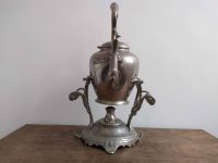 Alternative view of Antique English Victorian Ornate Tea Pot with Tea Pot Paraffin Warmer circa 1910