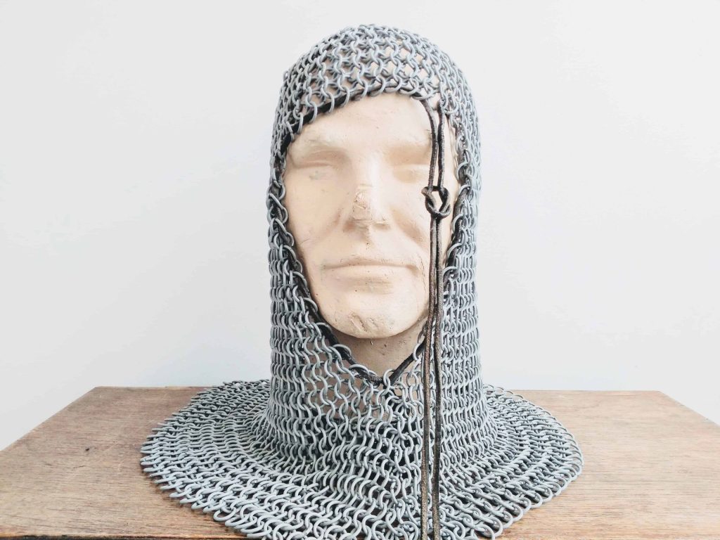 Vintage French Theater Reproduction Medieval Chainmail Helmet Clothes Armour Outfit Prop Re-enactment Display c1980-90’s