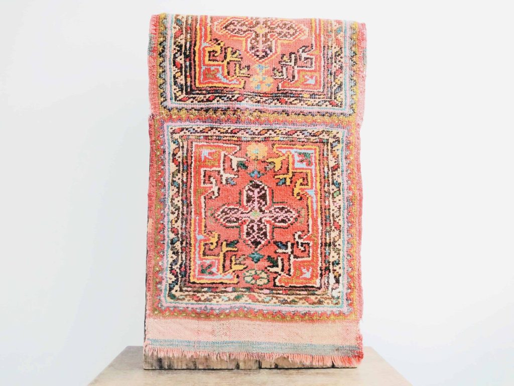 Vintage French Hand Tied Small Decorative Mat Carpet Rug circa 1950-60's
