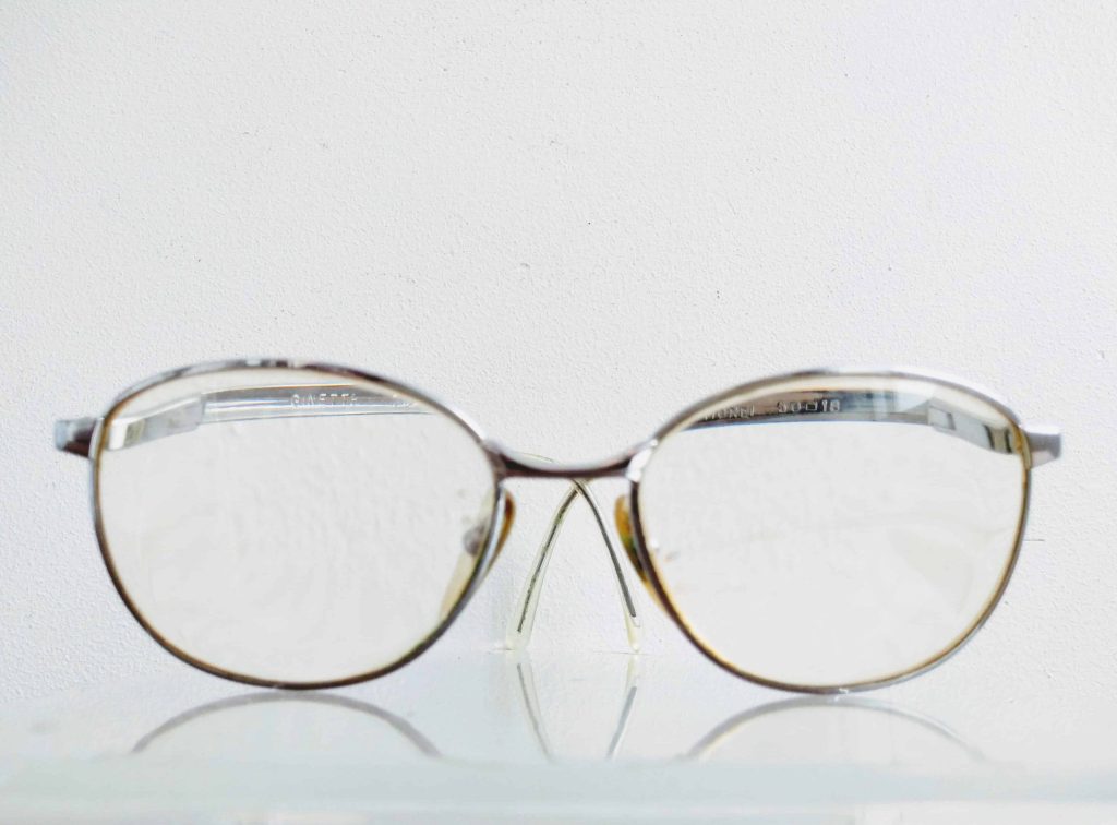 Vintage English Ginetta thick lensed prescription glasses spectacles optical aids including case circa 1970-80’s