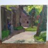 Vintage French Impressionist Impressionalism Woodland House Cottage Barn Longere People Normandy Oil Painting c1970-80's