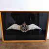 Vintage English RAF Royal Air Force Foil Mixed Material Logo Collage In Wooden Frame Unique Handmade Gift Award c1950-60's