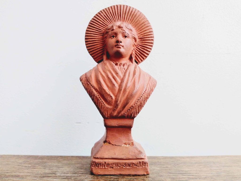 Antique French A. Blot Boulogne-sur-Mer Terre Cuite Terracotta Traditionally Dressed Lady Ornament Figurine circa 1890’s