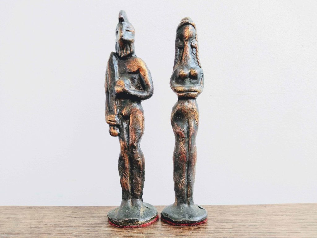 Vintage French Copy Of Egyptian Bronze Statue Art Sculpture Ornament Figurine Cleopatra Brutus Ceasar circa 1950-1960’s 3