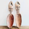 Vintage African Cutlery Carved Wooden Spoon Spoons Primitive Art Carving Sculpture Wooden Wood Ornament circa 1960-70's
