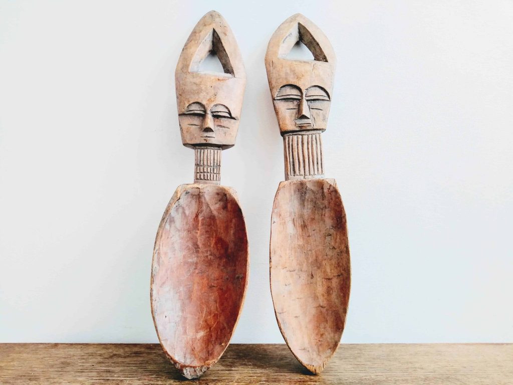 Vintage African Cutlery Carved Wooden Spoon Spoons Primitive Art Carving Sculpture Wooden Wood Ornament circa 1960-70’s