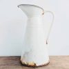 Vintage French enamel rusty dusty metal white metal watering water milk jug can carafe pitcher vase circa 1930-40's