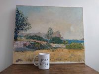 Alternative view of Vintage French South Provence Coastal Inlet Bay Headland Oil Painting Art circa 1960's