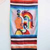 Vintage Mexican Large Wall Hanging Tapestry Inca Aztec South American Bolivia Llama Wool circa 1960-70's