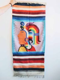 Vintage Mexican Large Wall Hanging Tapestry Inca Aztec South American Bolivia Llama Wool circa 1960-70’s 3