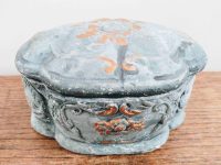 Vintage French Painted Plaster Pot Blue Grey Pot Bowl Dish Storage Display circa 1950’s Vintage French Painted Plaster Pot Blue Grey Pot Bowl Dish Storage Display circa 1950's