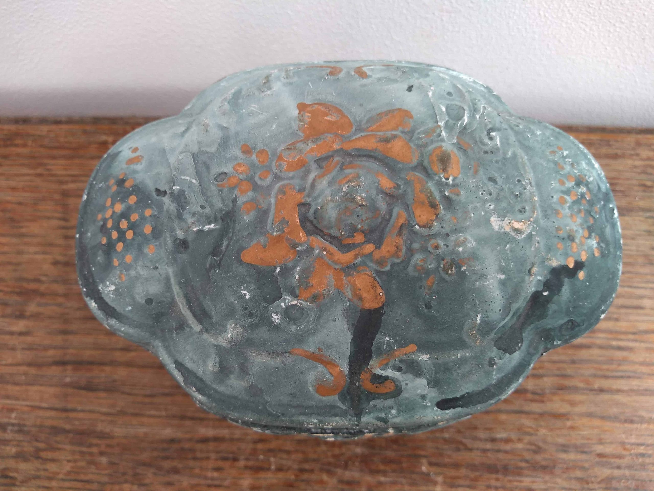 Vintage French Painted Plaster Pot Blue Grey Pot Bowl Dish Storage Display circa 1950’s 7 Vintage French Painted Plaster Pot Blue Grey Pot Bowl Dish Storage Display circa 1950's - Image 7