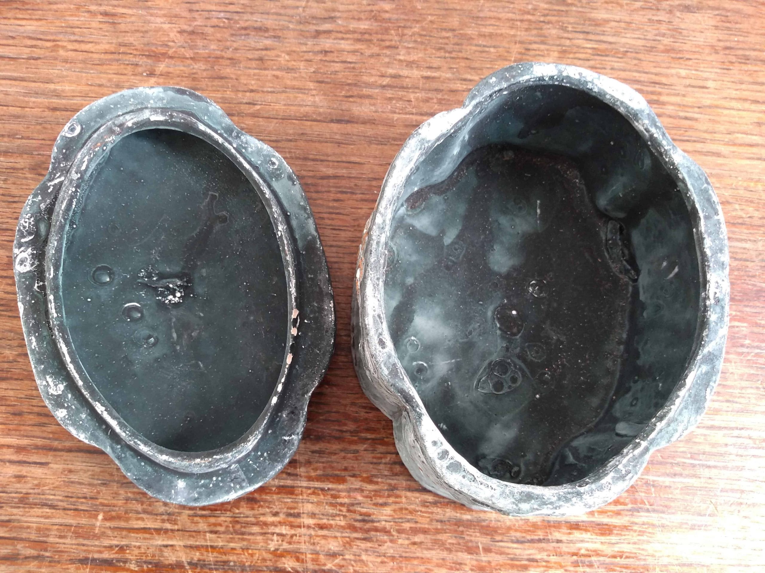 Vintage French Painted Plaster Pot Blue Grey Pot Bowl Dish Storage Display circa 1950’s 6 Vintage French Painted Plaster Pot Blue Grey Pot Bowl Dish Storage Display circa 1950's - Image 6